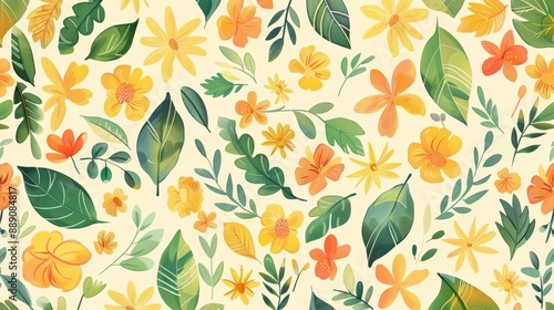 Yellow and Orange Floral Pattern