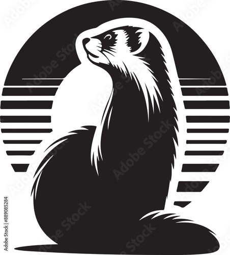 Ferret silhouette vector art illustration White Background Free Download