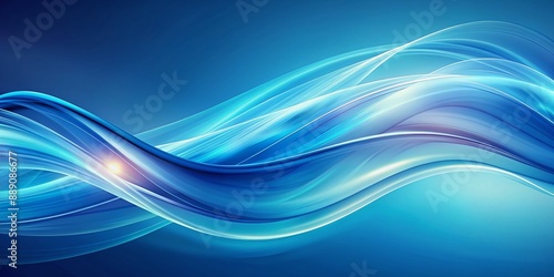 Vibrant blue gradient smoothly transitions into a flowing wave design, evoking a sense of movement and tranquility in this abstract, futuristic digital artwork background.
