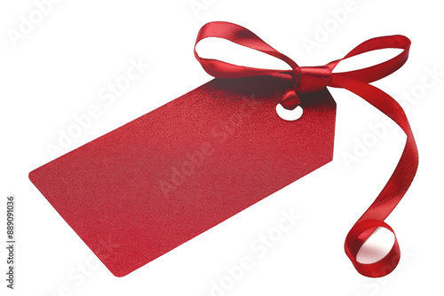 Red Gift Tag with Curled Ribbon