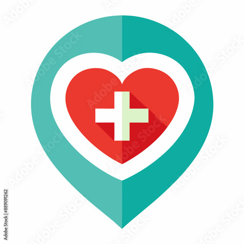 Medical symbol of heart, Clinic Featuring Medical Logo