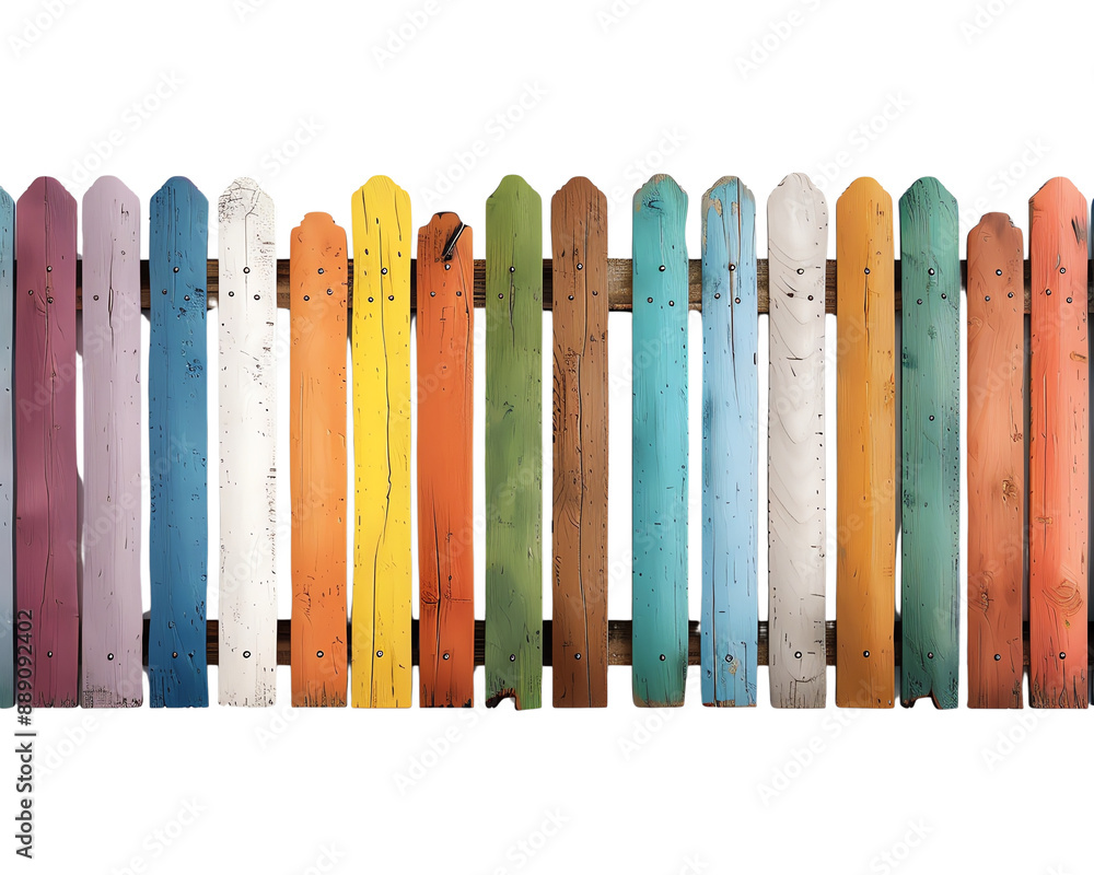 Colorful wooden fence with a variety of vibrant paint colors creating a playful and cheerful outdoor decoration idea. Colorful wooden fence with a variety of vibrant paint colors creating a playful and cheerful outdoor decoration idea.