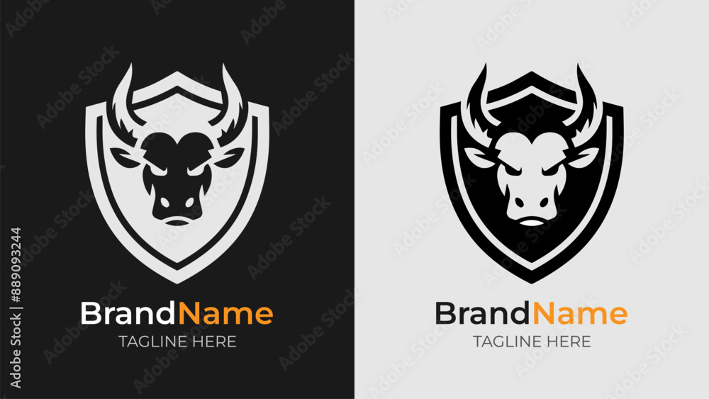 Obraz premium Elevate your brand with this elegant badge featuring a cow head design