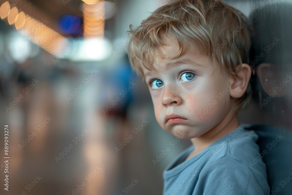 Poor little kid lost in big city forest woods airport street, Generative AI modern technology picture Poor little kid lost in big city forest woods airport street, Generative AI modern technology picture