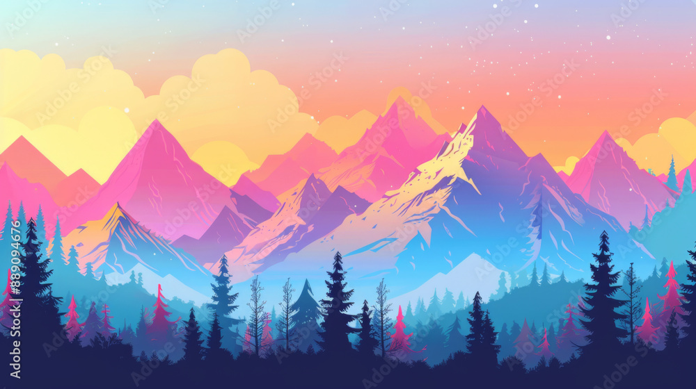 A vibrant and colorful abstract painting of a mountain landscape, showcasing artistic creativity and natural beauty. A vibrant and colorful abstract painting of a mountain landscape, showcasing artistic creativity and natural beauty.