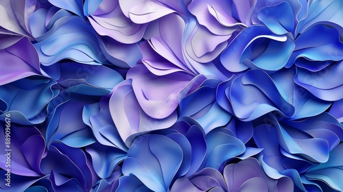 Abstract Blue and Purple Floral Pattern.