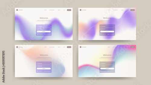 gradient mesh design of landing page set vector template
