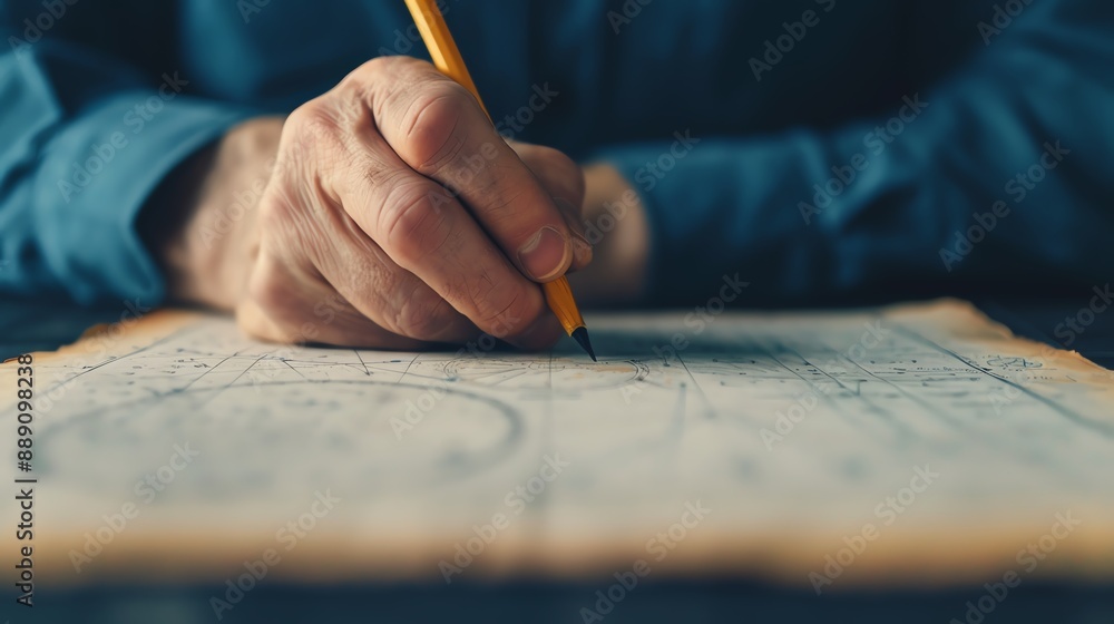 Astrologer drawing a birth chart on parchment paper, birth chart creation, traditional astrology Astrologer drawing a birth chart on parchment paper, birth chart creation, traditional astrology
