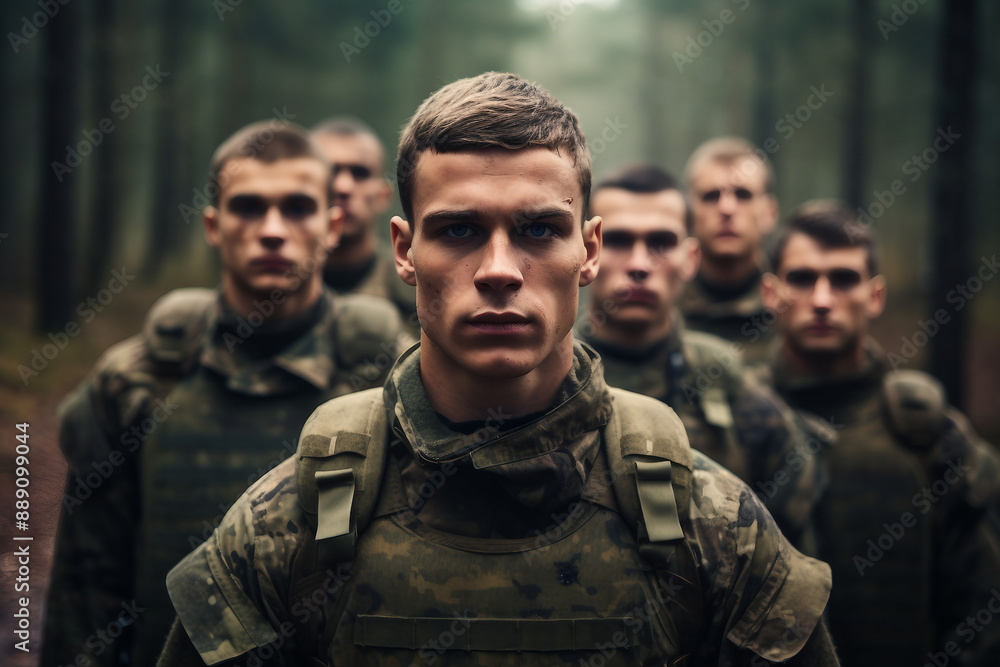 Special forces soldiers go to military operation in forest generative AI Special forces soldiers go to military operation in forest generative AI