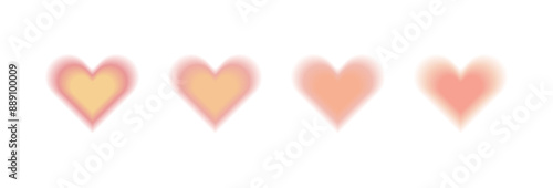 Heart aura shape. Abstract blur element. Orange gradation sticker design isolated on white background. Aesthetic romantic pink frame effect for Valentine Day. Cute modern blurred love symbol