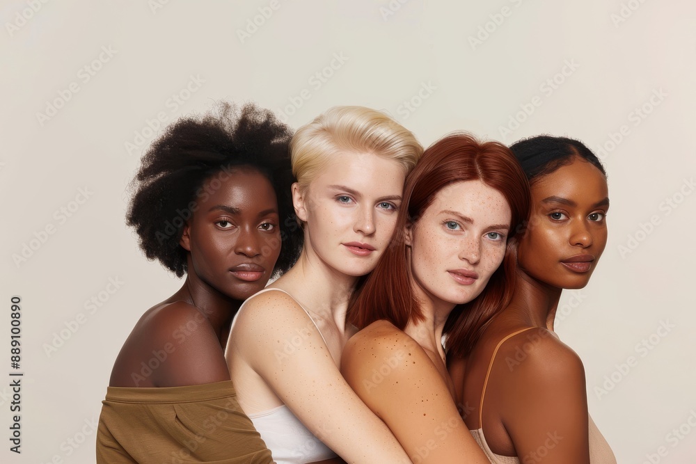 Portrait of a group of smiling women of different races - ai generative. Beautiful simple AI generated image in 4K, unique. Portrait of a group of smiling women of different races - ai generative. Beautiful simple AI generated image in 4K, unique.