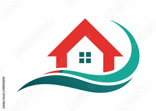 A pictorial mark for a real estate agency with a house icon on white background