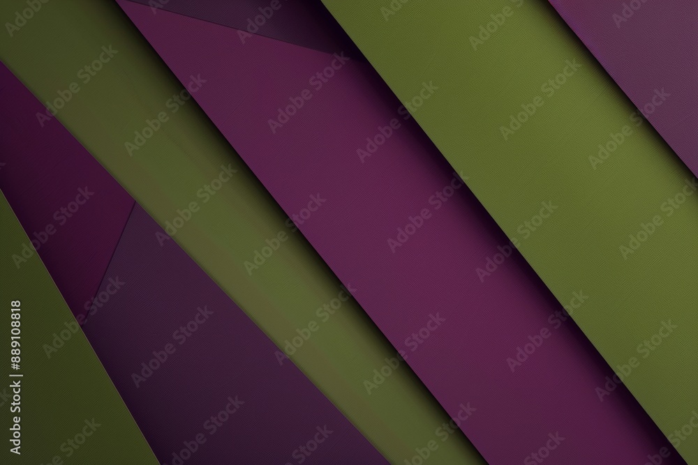 Fototapeta premium Green and purple diagonal stripes are overlapping creating a modern and stylish background with a three-dimensional feel