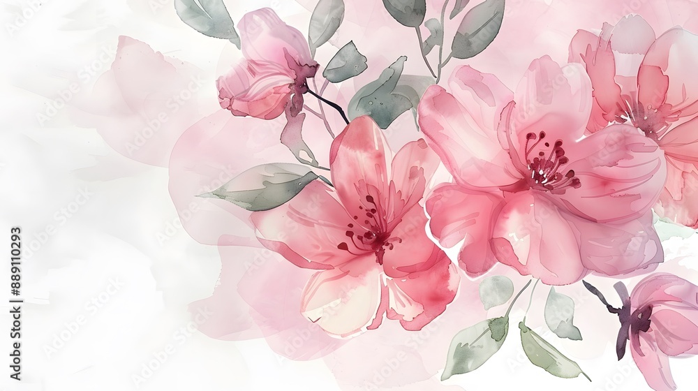 Delicate watercolor painting of pink blossoms with soft, blurred background. Perfect for spring, floral, and feminine designs. Delicate watercolor painting of pink blossoms with soft, blurred background. Perfect for spring, floral, and feminine designs.