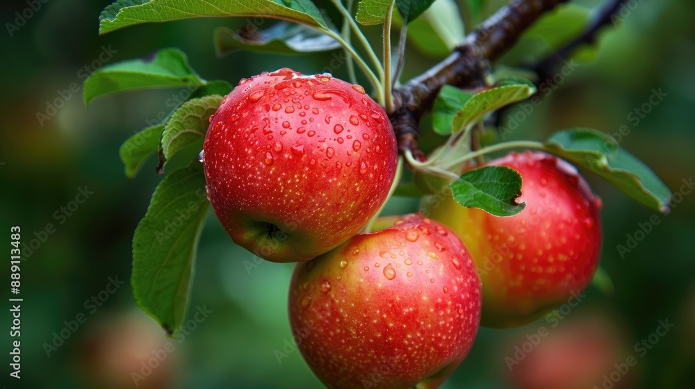 Apples ready for picking on a tree branch Apples ready for picking on a tree branch