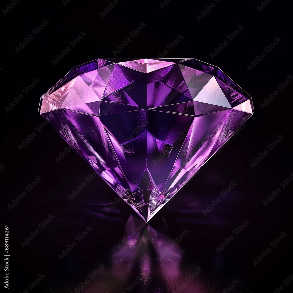 Radiant Purple Diamond Gemstone on Black Background Radiant Purple Diamond Gemstone on Black Background