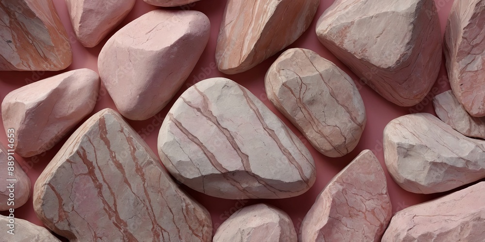 Naklejka premium Abstract rock background for cosmetic product display, pastel pink background. AI generated.