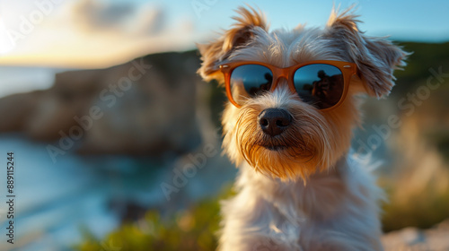 Wallpaper Mural funny dog posing on a beach in sunglasses Torontodigital.ca