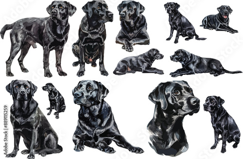 black labrador watercolor clipart