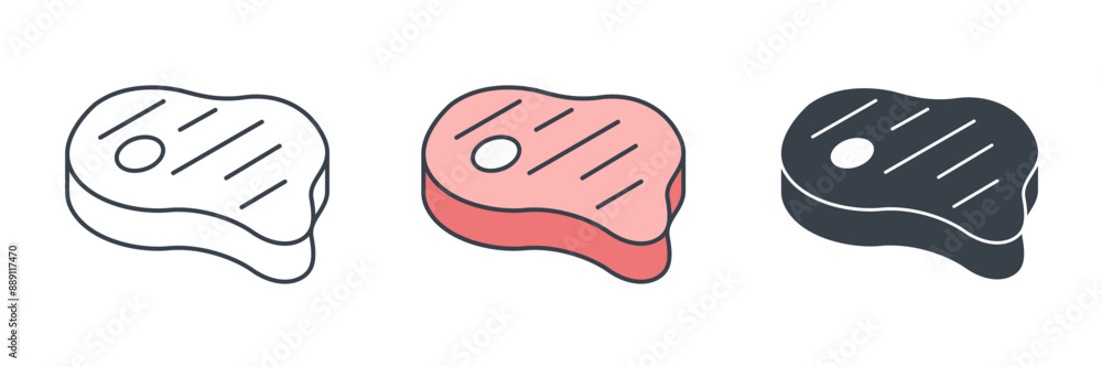Steak icon theme symbol vector illustration isolated on white background Steak icon theme symbol vector illustration isolated on white background