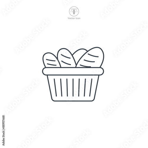 Bakery basket icon theme symbol vector illustration isolated on white background