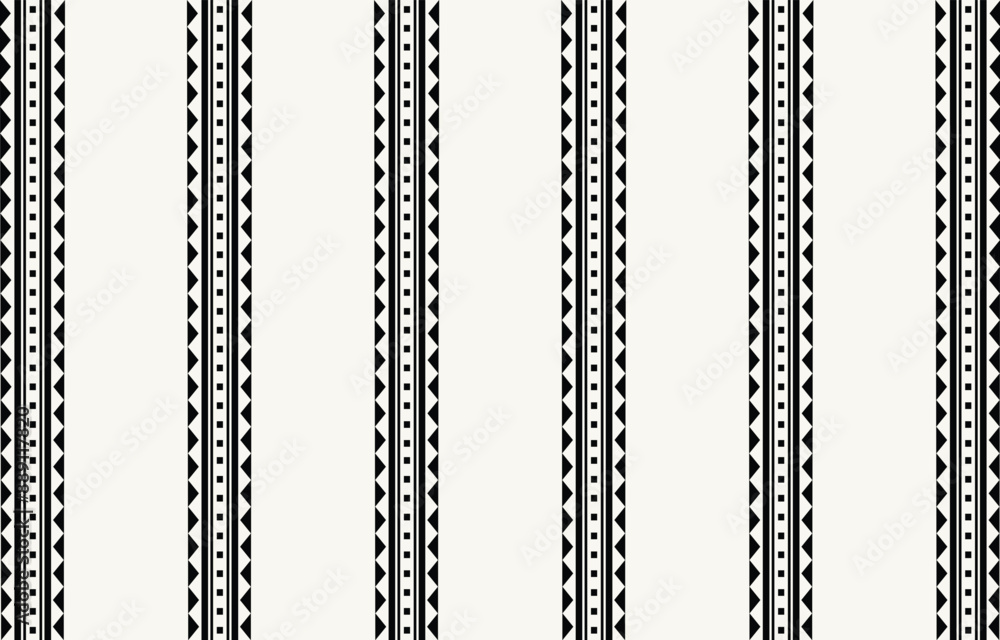 Ethnic tribal black and white line background. Seamless tribal stripe pattern, folk embroidery, tradition geometric ornament. Traditional Native and design for fabric, textile, print, rug, paper Ethnic tribal black and white line background. Seamless tribal stripe pattern, folk embroidery, tradition geometric ornament. Traditional Native and design for fabric, textile, print, rug, paper