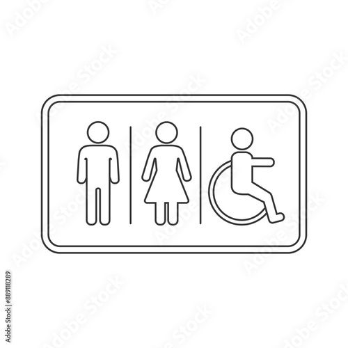 Lavatory Icon. Rest Room Signage. Toilet Symbol Vector Illustration Logo Template.
