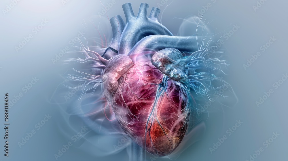 Detailed 3D illustration of the human heart showcasing its anatomy ...