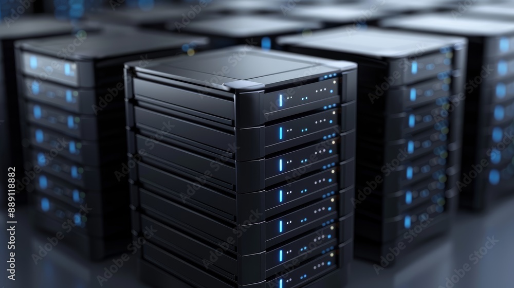 Modern data center with multiple server racks. High-performance computing, data storage, and cybersecurity infrastructure. Modern data center with multiple server racks. High-performance computing, data storage, and cybersecurity infrastructure.