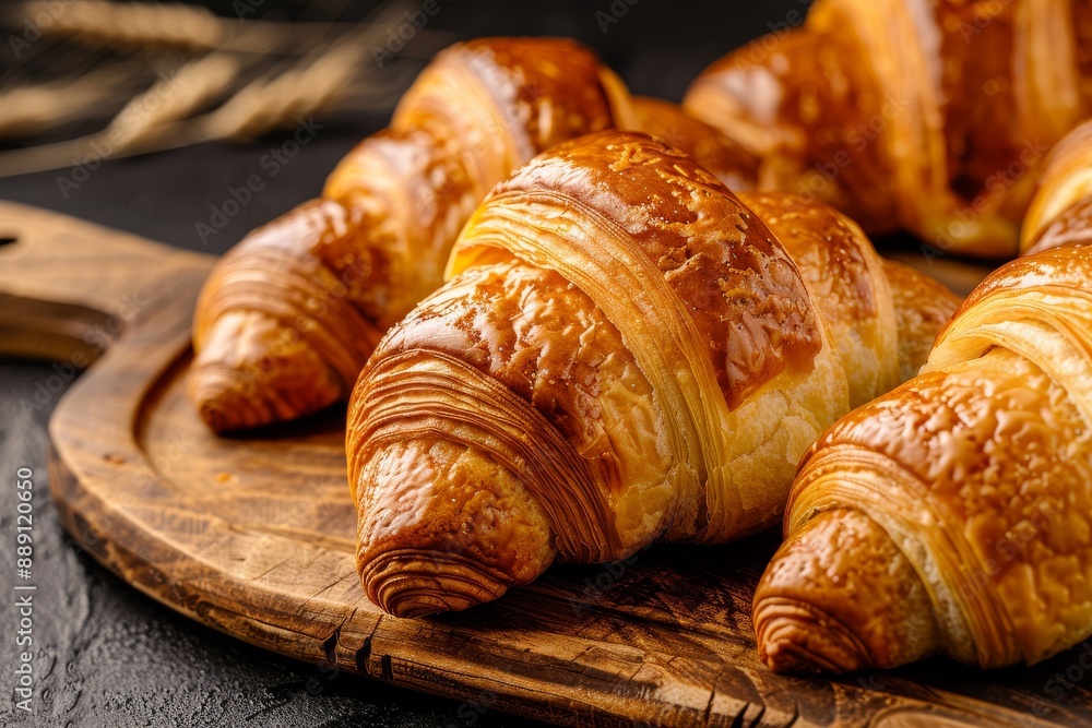 Fresh croissants on wooden table close-up . Beautiful simple AI generated image in 4K, unique. Fresh croissants on wooden table close-up . Beautiful simple AI generated image in 4K, unique.