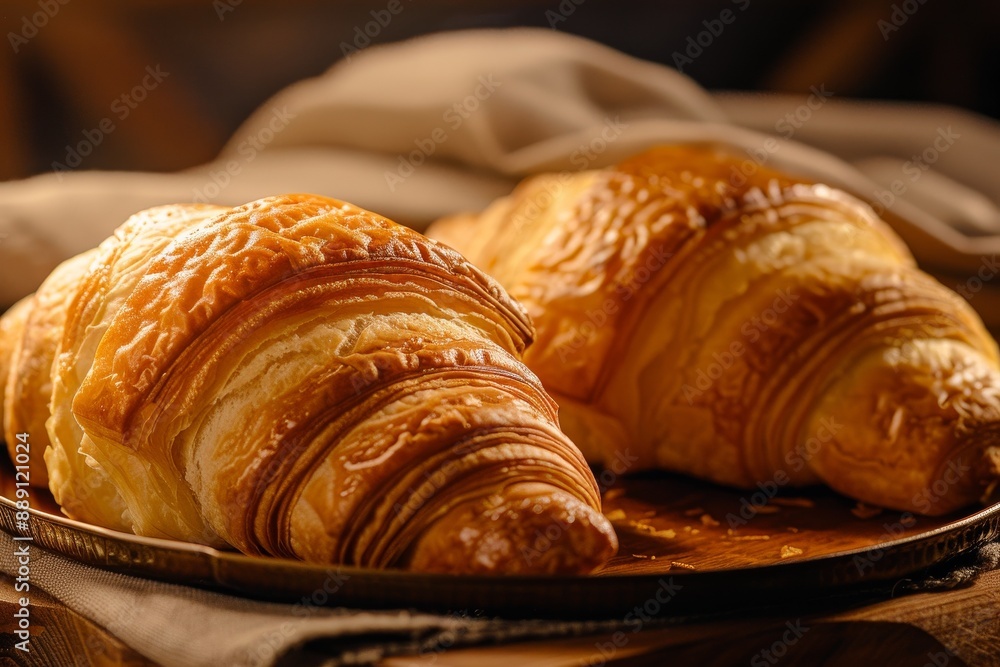 Fresh croissants on wooden table close-up . Beautiful simple AI generated image in 4K, unique. Fresh croissants on wooden table close-up . Beautiful simple AI generated image in 4K, unique.