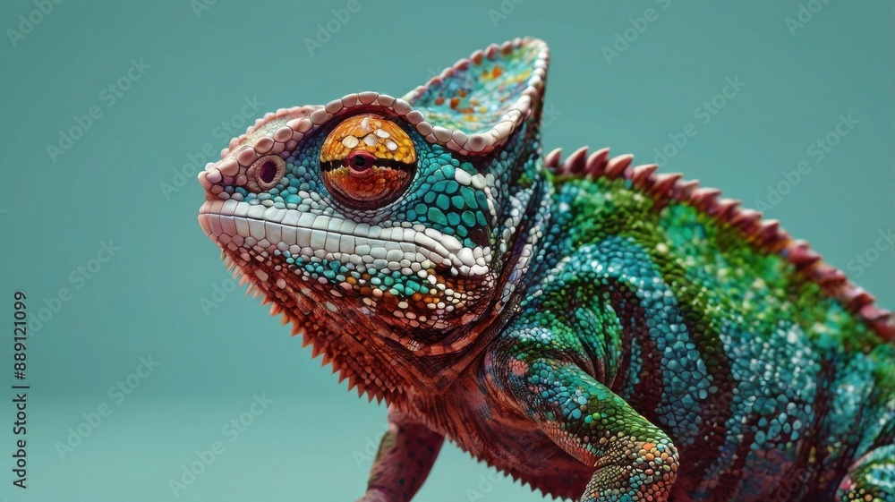Obraz premium Detailed Close-Up of a Vibrant Chameleon