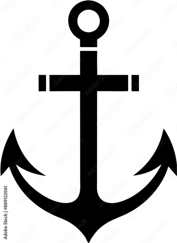 Black Anchor Stencil: Nautical Design Element. Black Anchor Stencil: Nautical Design Element.
