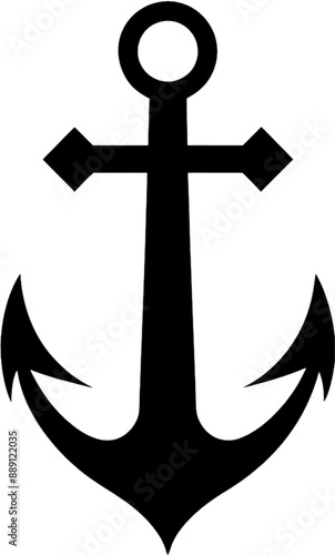 Black Anchor Stencil: Nautical Design Element. 