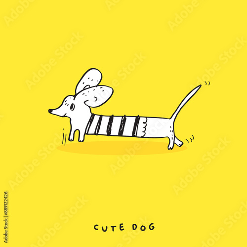 Hand drawing doodle cute dog vector illustration for t-shirt ,card, poster design for kids. Vector illustration design for fashion fabrics, textile graphics, prints, Cute dog cartoon