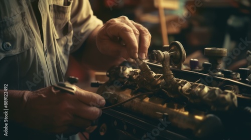 Mechanic Working on Car Engine