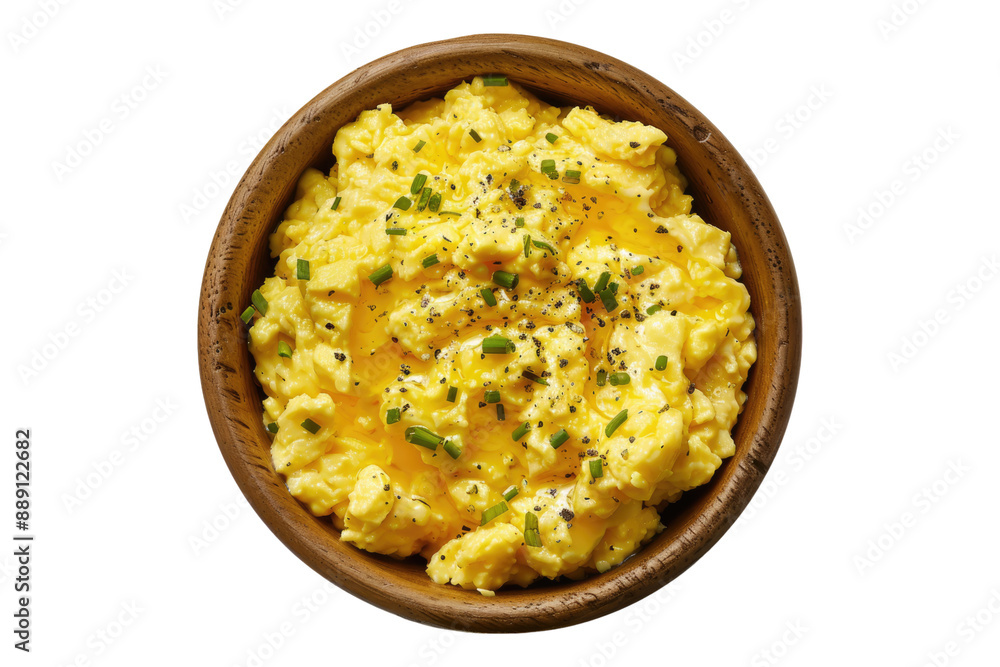 Scrambled egg in bowl isolated on transparent background Scrambled egg in bowl isolated on transparent background