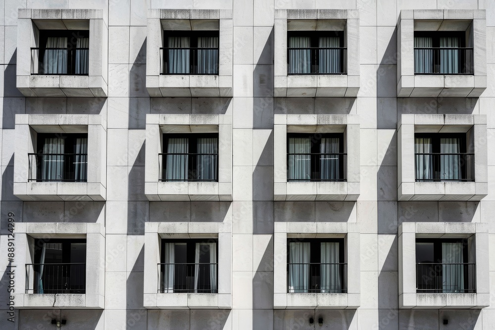 Balconies with railings in a multi-storey building. Beautiful simple AI generated image in 4K, unique. Balconies with railings in a multi-storey building. Beautiful simple AI generated image in 4K, unique.