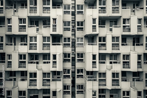 Balconies with railings in a multi-storey building. Beautiful simple AI generated image in 4K, unique.