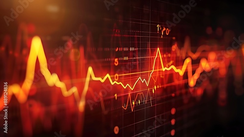 Animated stock chart pulsing with the dynamic rhythm of financial highs and lows, resembling a heartbeat.