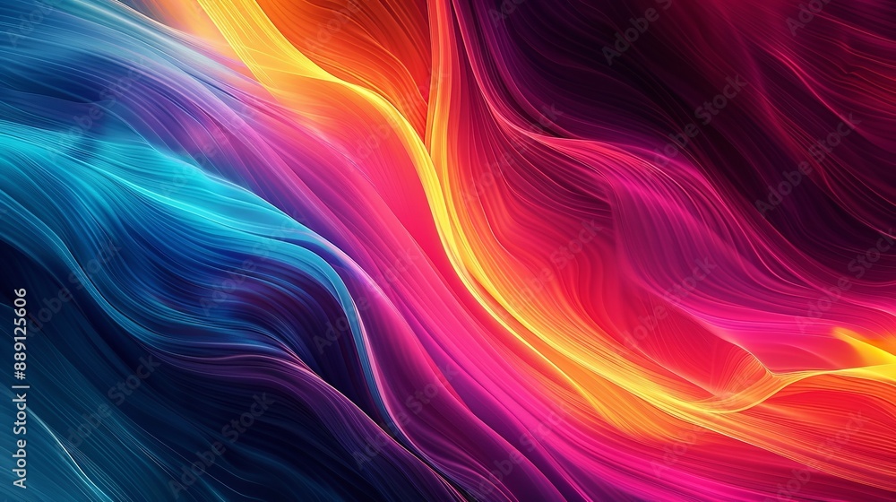 Melodic curves of blue and orange twist into a captivating silky design Melodic curves of blue and orange twist into a captivating silky design