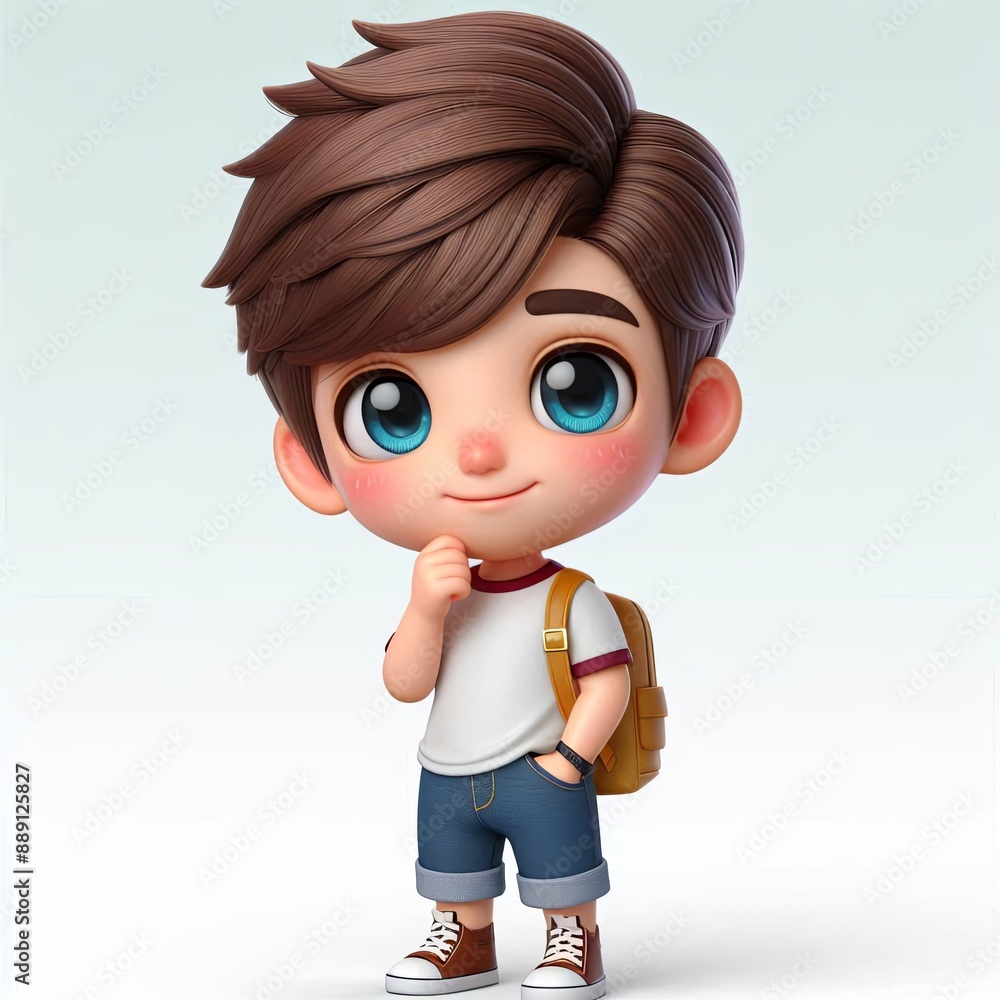 Cute Boy Put Hand In Pocket Cartoon ,3d Generative AI Cute Boy Put Hand In Pocket Cartoon ,3d Generative AI