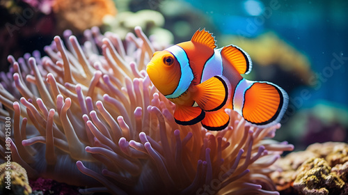 fisch, unter wasser, anemone, anemonenfisch, meer, ozean, clown, nemo, koralle, reef, wasser, tropisch, aquarium, anemonenfisch, natur, kriegsmarine, tier, orange, tauchen, aqualung, bunt, meereswasse