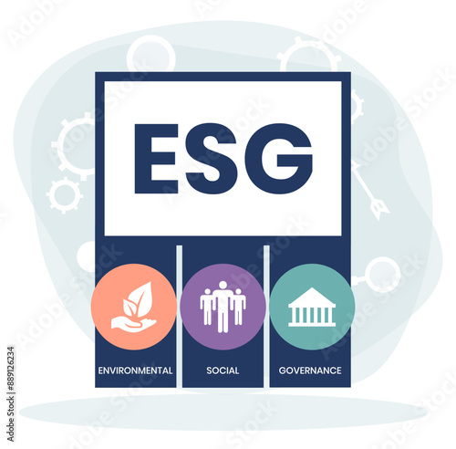 ESG concept of environmental, social and governance in sustainable and ethical business, vector illustration