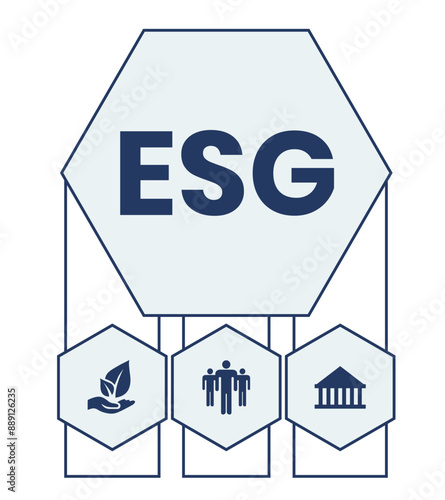 ESG concept of environmental, social and governance in sustainable and ethical business, vector illustration