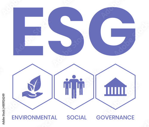 ESG concept of environmental, social and governance in sustainable and ethical business, vector illustration