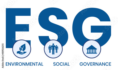 ESG concept of environmental, social and governance in sustainable and ethical business, vector illustration