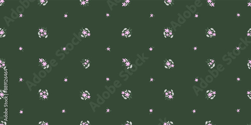 Cute hand drawn ditsy seamless pattern, lovely floral background, great for textiles, banners, wallpapers, wrapping - vector design