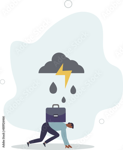 Having bad day, disappointed work, discourage or depression, failure feeling bad or difficulty, having problem and trouble concept.flat design.illustration with people.