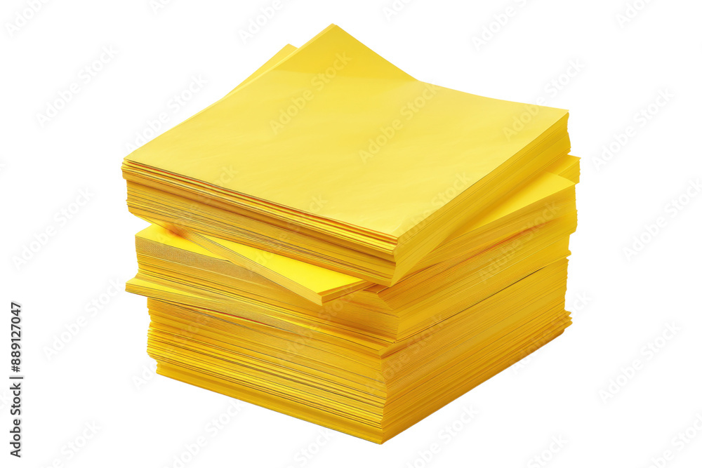Stack of yellow paper isolated on transparent background Stack of yellow paper isolated on transparent background
